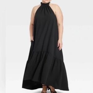 A New Day - Hi-Low Black Halter Dress - Size XL